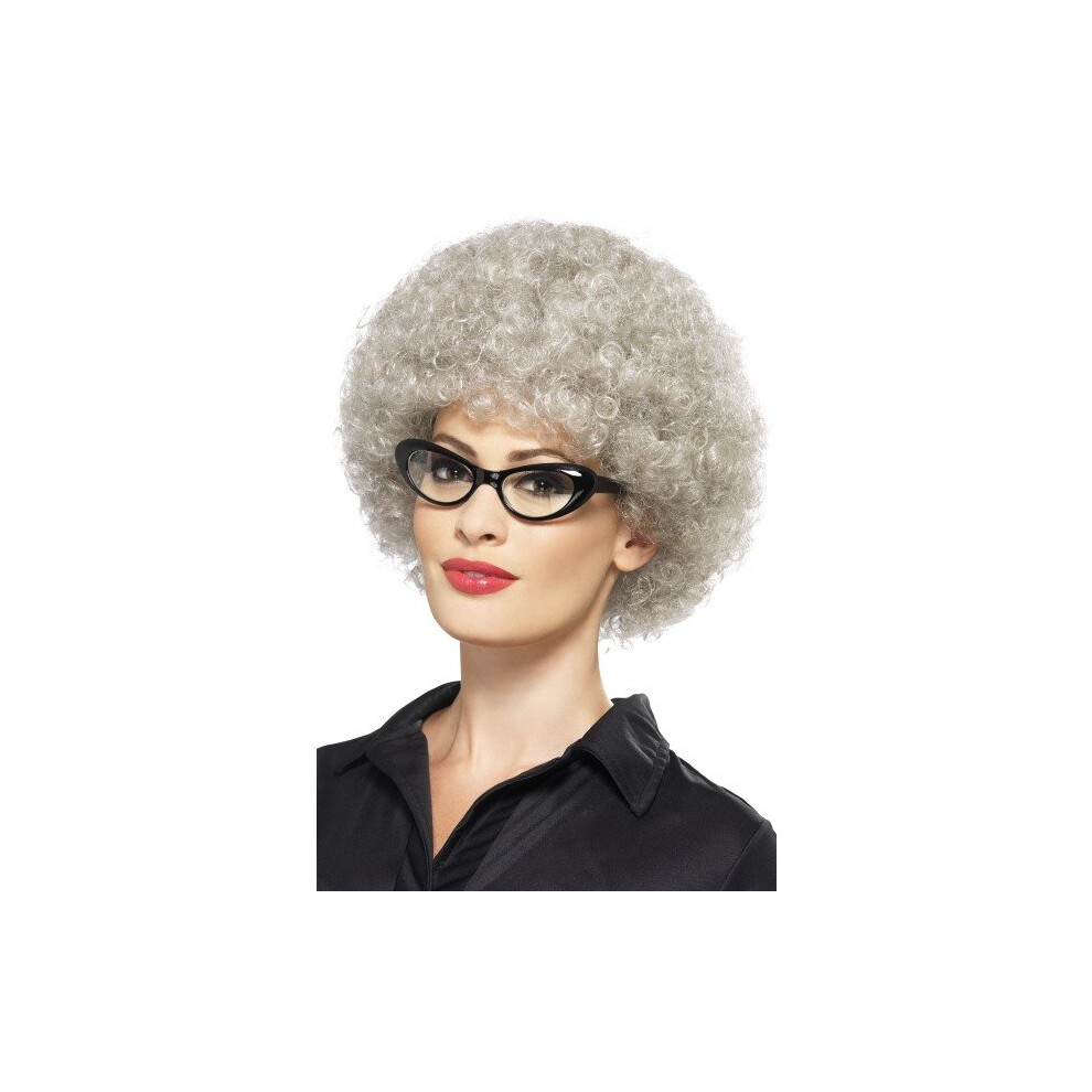Smiffy's Granny Perm Wig - Fancy Dress Old Lady Costume Adult Afro New - Granny Wig Perm Fancy Dress Old Lady Costume Adult Afro Grey