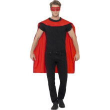 Smiffy's Men's Superhero Accessory Kit (red) - superhero cape mask fancy dress mens outfit adult ladies eyemask women cloak