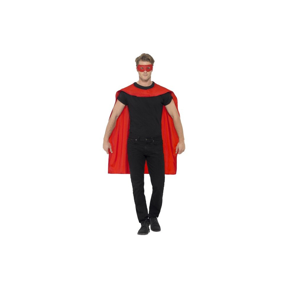 Smiffy's Men's Superhero Accessory Kit (red) -  superhero cape mask fancy dress mens outfit adult ladies eyemask women cloak