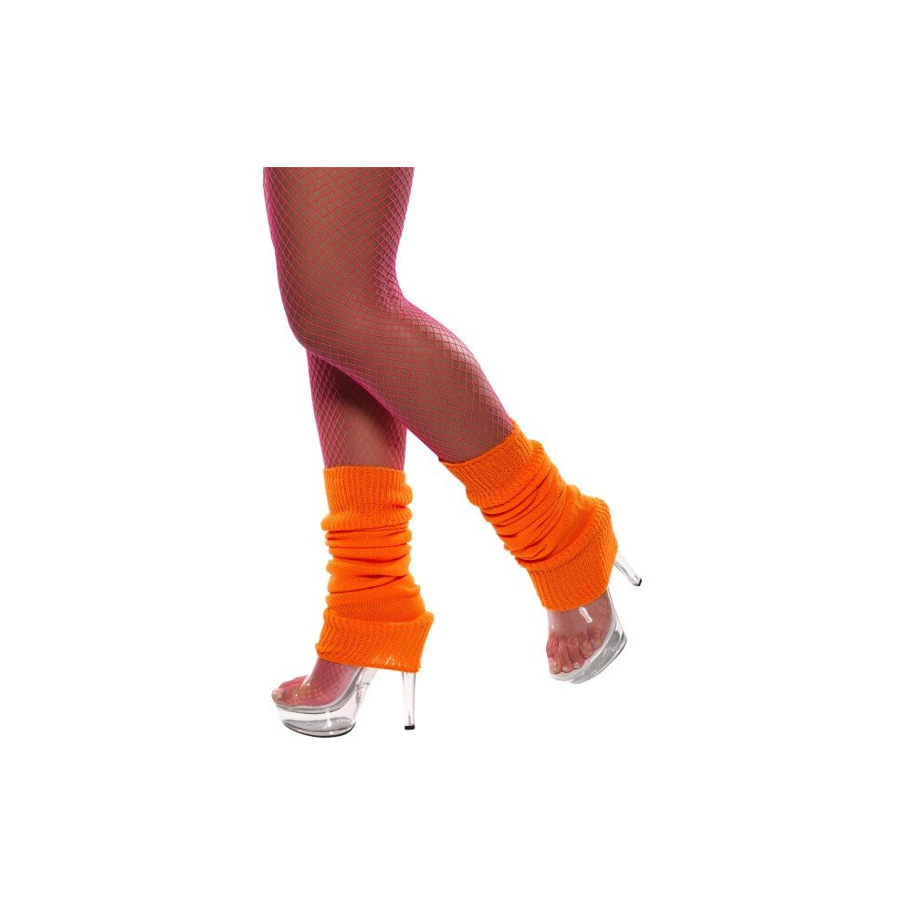 Smiffy's Neon Ladies Legwarmers - Neon Leg Fancy Dress Warmers Legwarmers Accessory Adult Costume 80S 1980S Orange