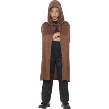 Smiffy's Children's Hooded Cape, Brown, Long, 44200 - cape hooded fancy dress boys girls brown jedi accessory childs halloween red riding hobbit
