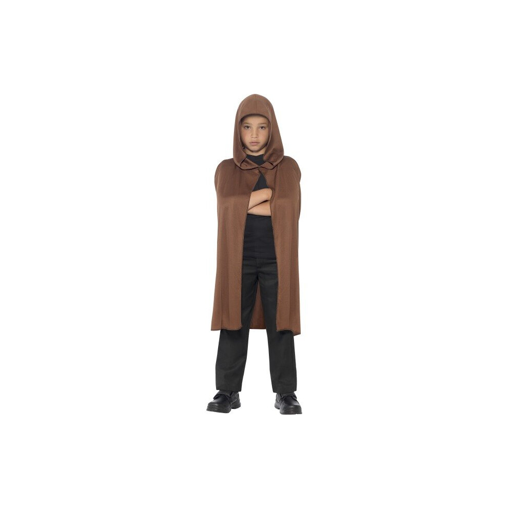 Smiffy's Children's Hooded Cape, Brown, Long, 44200 -  cape hooded fancy dress boys girls brown jedi accessory childs halloween red riding hobbit