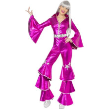 Smiffy's Adult Women's 1970's Dancing Dream Costume, Lace Up Jumpsuit, 70 -