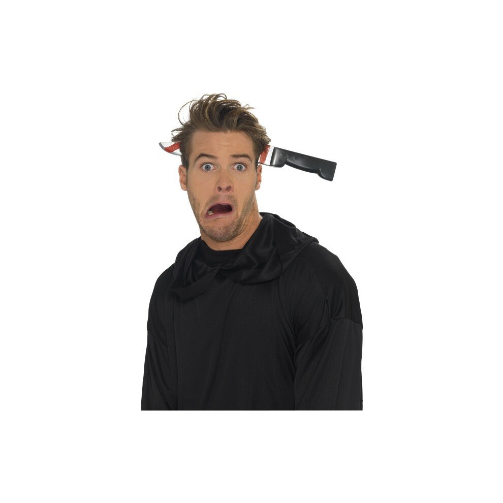 Smiffy's Knife Through Head Headband - Knife Through Head Fancy Dress Halloween Accessory Headband Costume Plastic Black