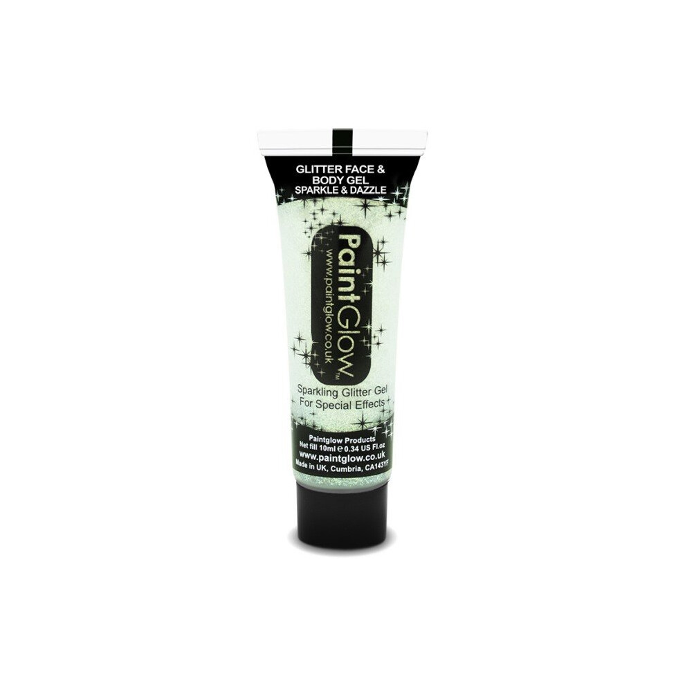 White 10Ml Glitter Face & Body Gel - Paintglow Sparkle Make Up Festival Gels - Glitter Body Face Gel Paintglow Sparkle Make Up Festival Gels