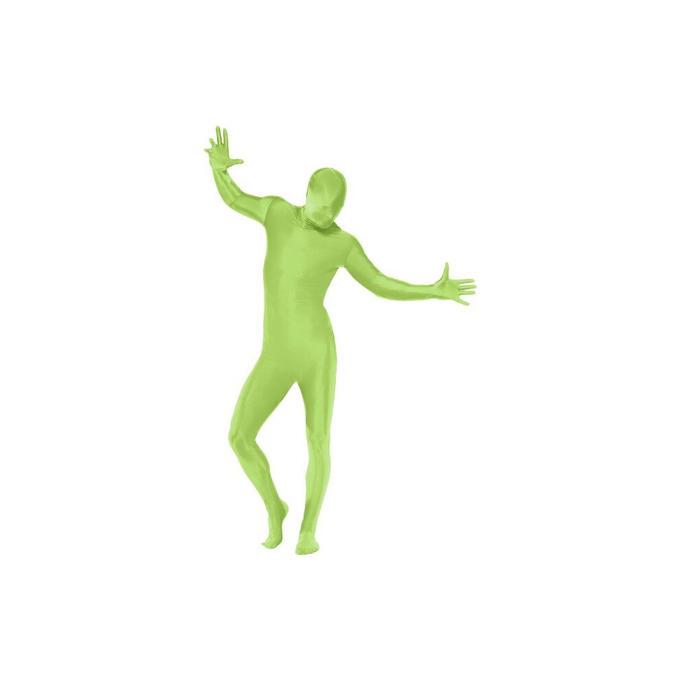 Medium Green Adults Second Skin Suit -  skin second green fancy dress bodysuit costume lycra smiffys mens full adult