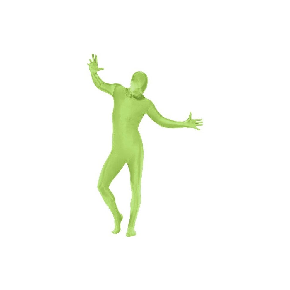 Smiffy's Medium Green Adults Second Skin Suit - Skin Second Green Fancy Dress Bodysuit Costume Lycra Mens Full Adult
