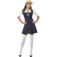 Smiffy's School Girl Costume, Dress,tie And Boater Hat, Size: 8-10, Colour: - school girl costume fancy dress ladies uniform trinians adult sexy hat