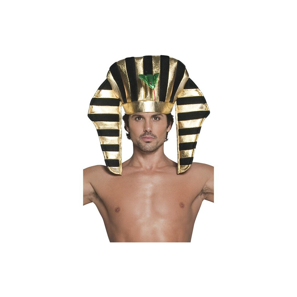 Black & Gold Pharaoh Headpiece -  pharaoh headpiece fancy dress egyptian costume accessory mens adult black gold adults smiffys