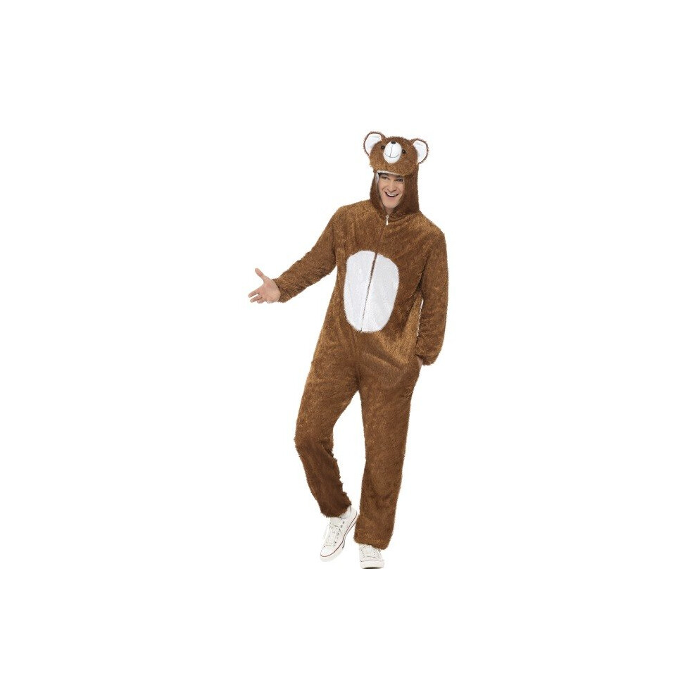 Smiffy's Adult Unisex Bear Costume, Jumpsuit With Hood, Party Animals, Serious - Costume Fancy Dress Bear Animal Ladies Mens Outfit Adult Zoo Wild