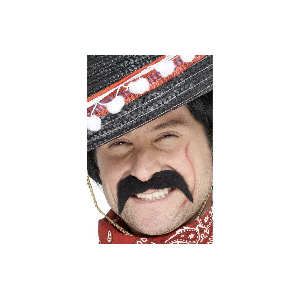 Smiffy's Mexican Bandit Tash Self-Adhesive - Mexican Tash Bandit Dress Moustache Fancy Mens Black