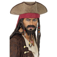 Smiffy's Cappello Pirata Marrone Con Capelli - piratenhut fancy dress smiffys mens dreadlocks brown accessory cappello pirata marrone con capelli