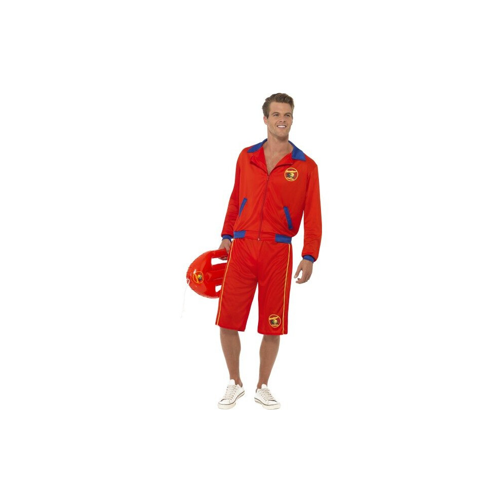 Smiffy's Adult Men's Baywatch Beach Men's Lifeguard Costume, Jacket And Long -