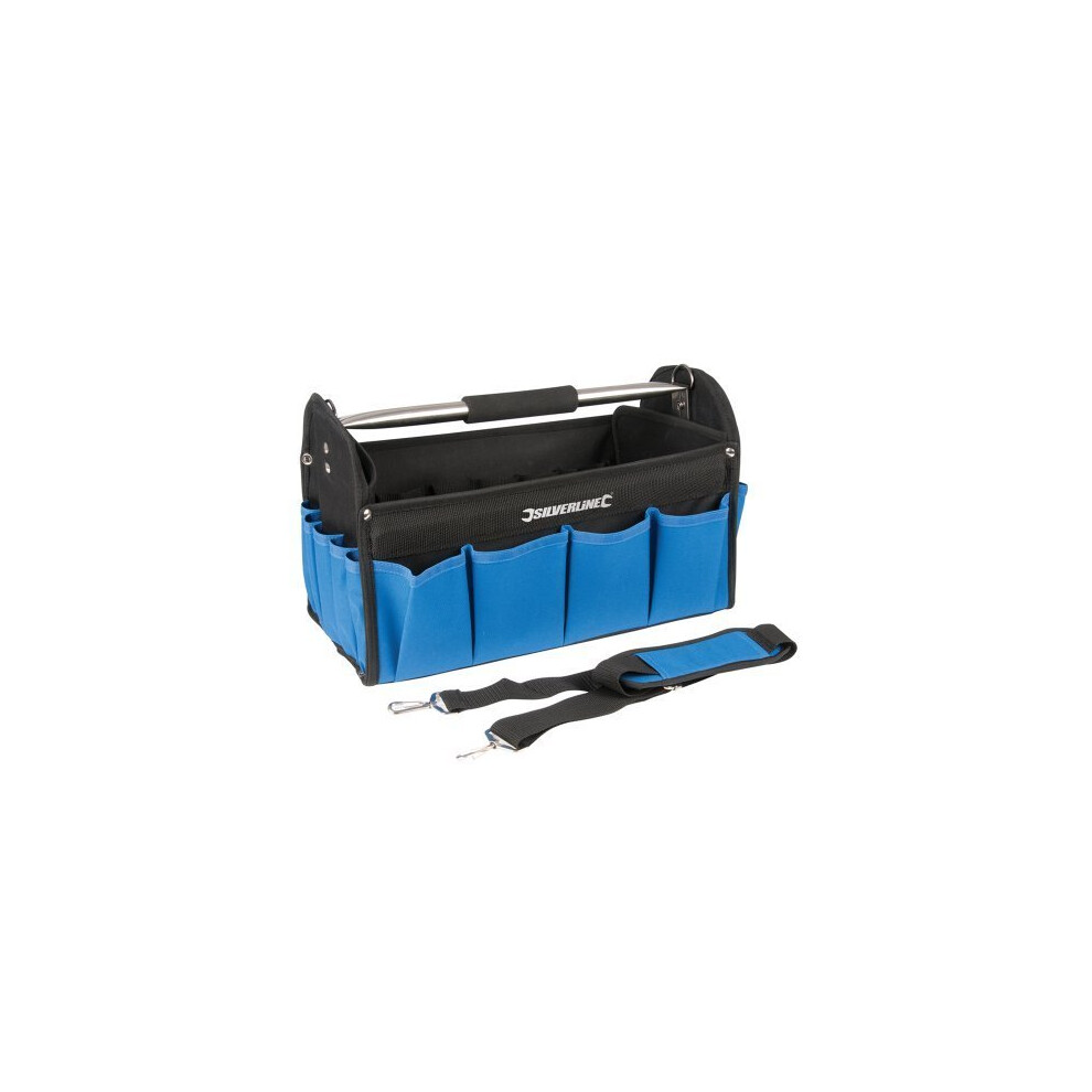 Silverline Tool Bag Open Tote 400 x 200 x 255mm - Heavy Duty Base 748091 Hard -  tool bag x silverline heavy duty base 748091 hard tote 200 400 255mm