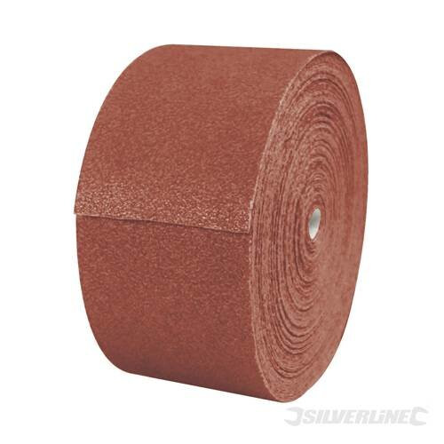Silverline 115mm x 50m Aluminium Oxide Hand Sanding Paper Sheet Roll (80 Grit)