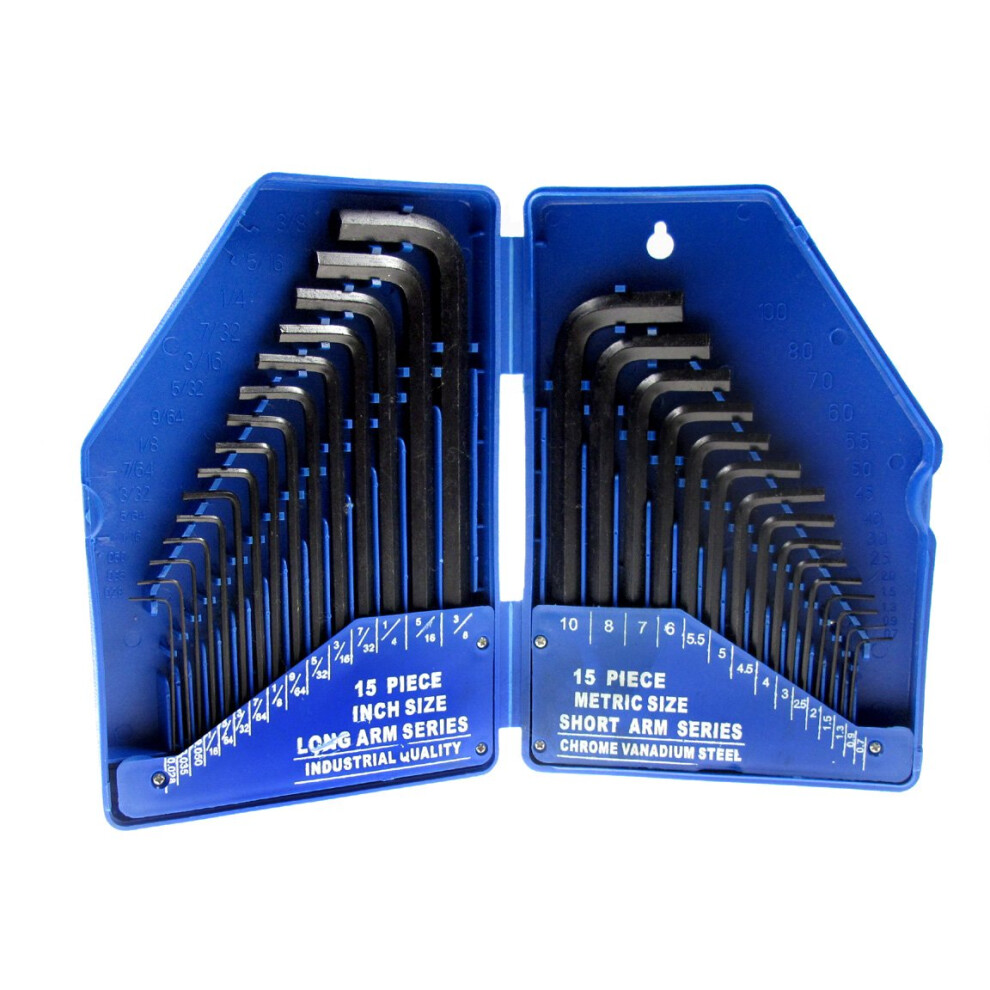 30 Piece Hex Key Set Metric And Imperial With Case - Blue Spot 15320 Allen -  hex key set metric blue spot 15320 30 imperial piece case allen wrench