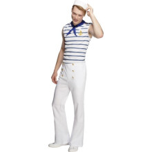 Smiffy's Adult Men's Fever Male French Sailor Costume, Top, Trousers And Neck -