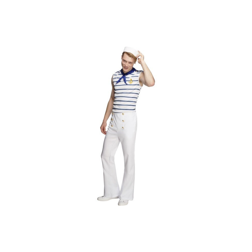 Smiffy's Adult Men's Fever Male French Sailor Costume, Top, Trousers And Neck -