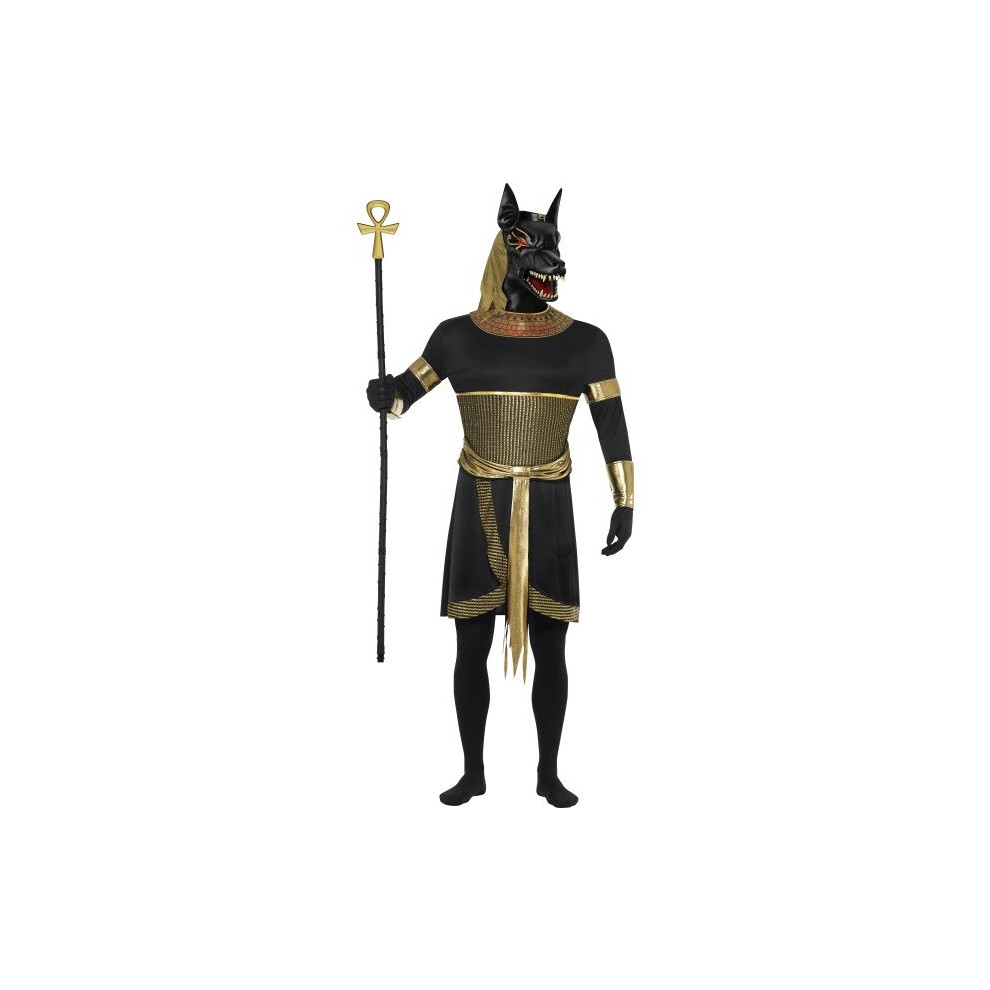 Smiffy's Adult Men's Anubis The Jackal Cosutme, Tunic, Collar, Arm Cuffs, - -  anubis costume jackal fancy dress halloween mens egyptian god