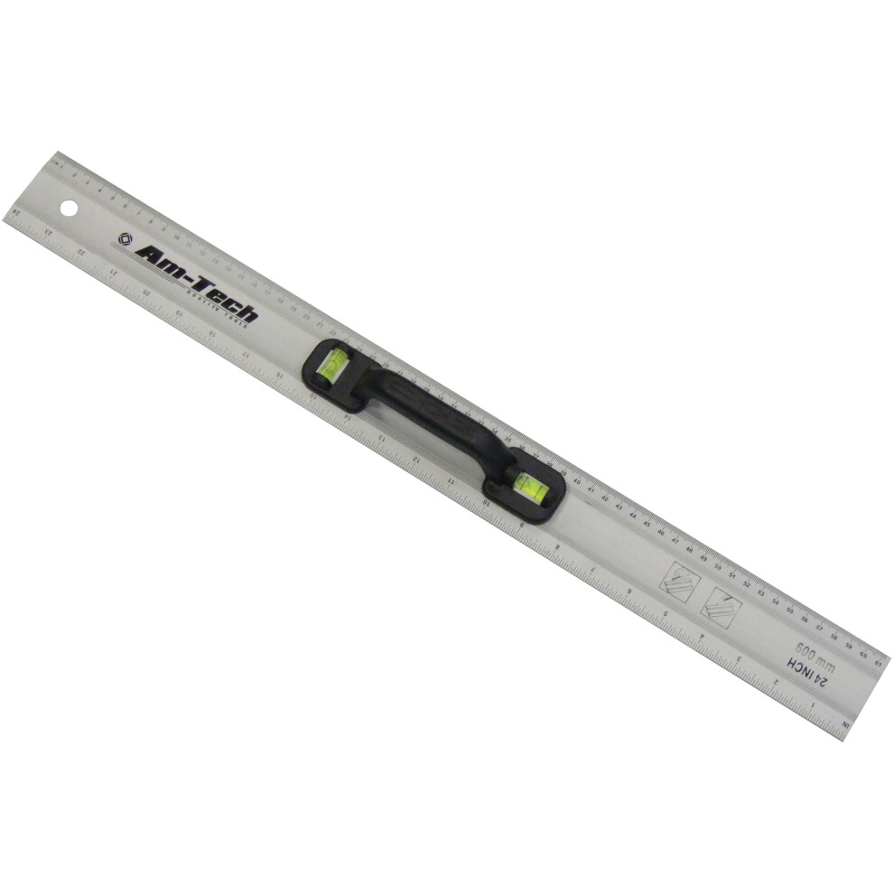 24" Rule With Spirit Level - 24 Aluminium 600Mm Ruler Two Vials Handle Metric - 24 Level Spirit Aluminium 600Mm Rule Ruler Two Vials Handle Metric 5032759021819