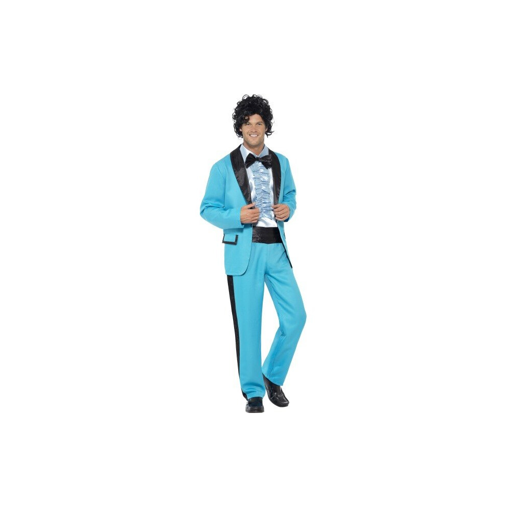 Smiffy's Adult Men's 80'S Prom King Costume, Jacket, Trousers And Mock Tuxedo - Prom King Costume Fancy Dress Mens 80S Outfit Tuxedo Wedding Singer Not,Specified