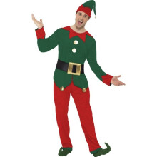Smiffy's Adult Men's Elf Costume, Top, Trousers, Hat And Belt, Elf, Christmas, -  elf christmas costume fancy dress mens helper santas xmas outfit