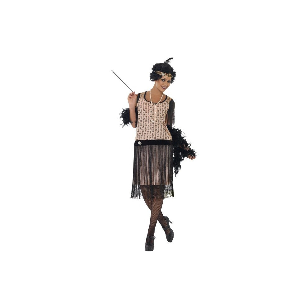 Smiffy's 1920's Coco Flapper Costume Dress Cigarette Holder/ Necklace And -