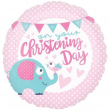 Amscan 3571201 On Your Christening Day Pink Standard Foil Balloon - Party - christening party day foil balloon banners balloons decorations your pink