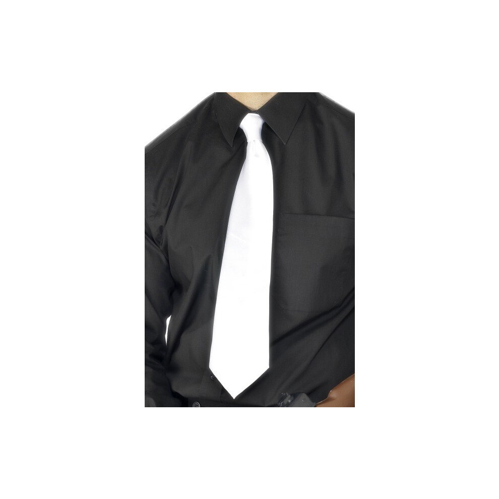 Gangster Tie White Polyester