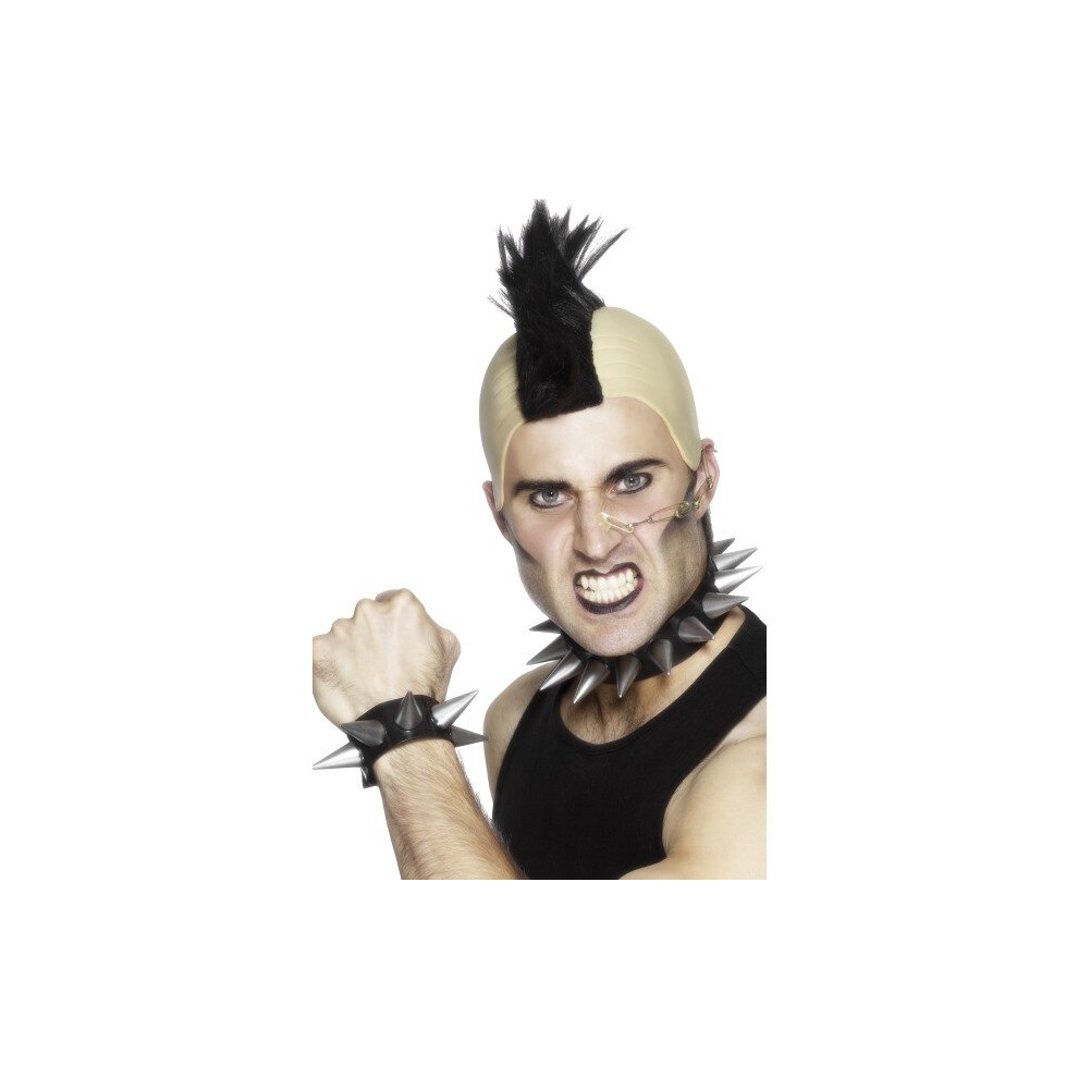 Smiffy's Punk Rocker Accessory Set - Choker Punk Wristband 1980S Fancy Dress Accessory Set Unisex Rocker Costume