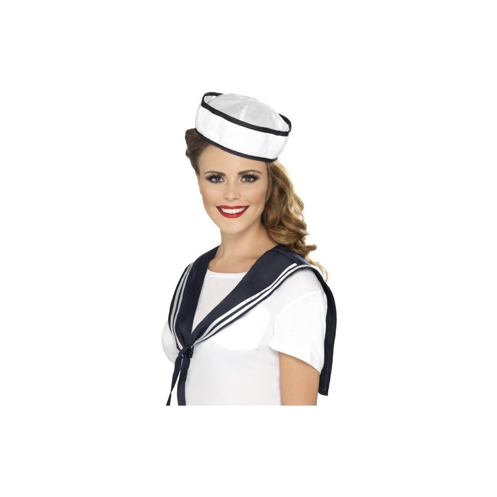 White Sailor Scarf & Hat - Kit Womens Instant Fancy Dress Costume Smiffys Adult -  sailor kit hat scarf womens instant fancy dress costume smiffys