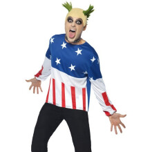 Smiffys Party Starter Costume Blue,red,white Medium - Fancy Dress Mens 90s - costume starter fancy dress party mens 90s prodigy keith outfit fire