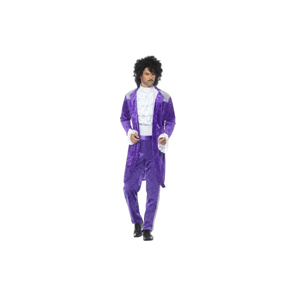 Smiffy's 48004M 80S Musician Costume - Mens 80S Fancy Dress Prince Pop Star New Adult Musician Costume Romantic Adam Boy George Singer Purple