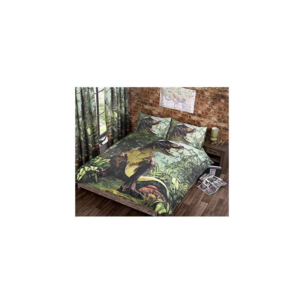 T Rex Pencil Pleat Curtains Pair 66 x 72 Inches Fully Lined Jurassic Dinosaur - -  curtains jurassic 72 rex dinosaur lined jungle bedroom 66 fully