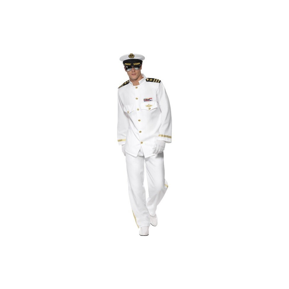 Smiffy's Adult Men's Captain Deluxe Costume, Jacket, Trousers, Cap And Gloves,