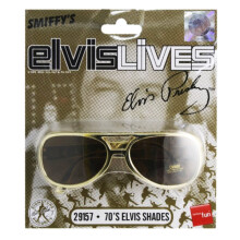 Smiffys Male Elvis Presley Shades - Gold - Fancy Dress Glasses Mens Costume - elvis fancy dress shades gold glasses mens costume accessory presley
