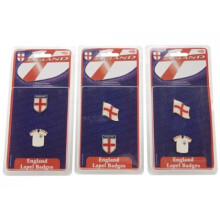 England Design Badge Pack - 2 Enamelled Metal Supporter Badges (George Cross) - Shield & Flag; Shirt & Flag - 061/454