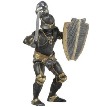 Figurine - PAPO - Ridder in zwarte wapenrusting 8cmX10cm - Voor kinderen van 3 jaar en ouder - Multikleur