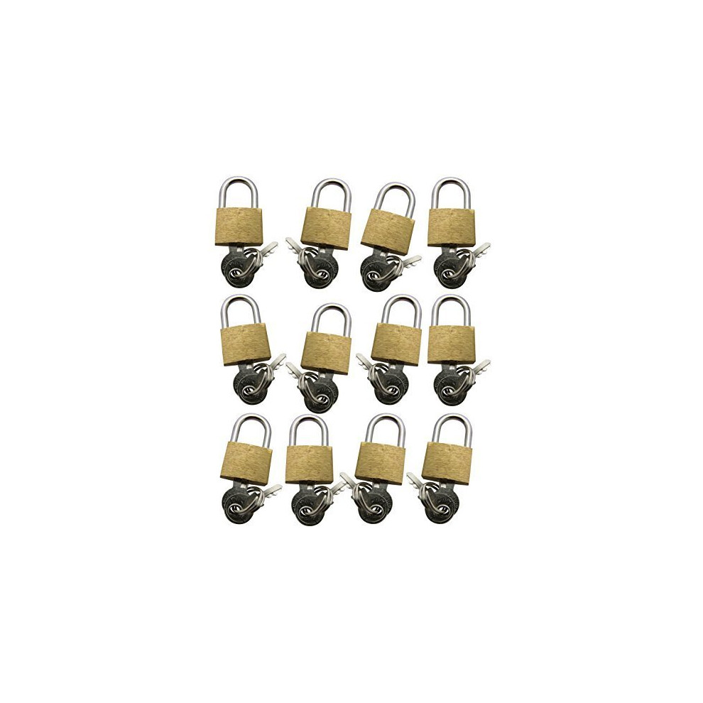Amtech 12-Piece 20mm Brass Padlock Set (T0790) with 24 Keys - Secure Luggage, Bags & Cabinets
