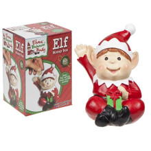 772029 - 5.5cm Polystone Naughty Elf Hand-Painted Money Box | Elf Christmas Corner Novelty Decor