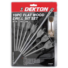 Dekton 10pc Flat Wood Drill 6-10-13-16-20-22-25-32 - Spade Bits 10 Piece -  flat spade wood drill bits 10 piece 610131619 22 25 32 mm freepost 10pc