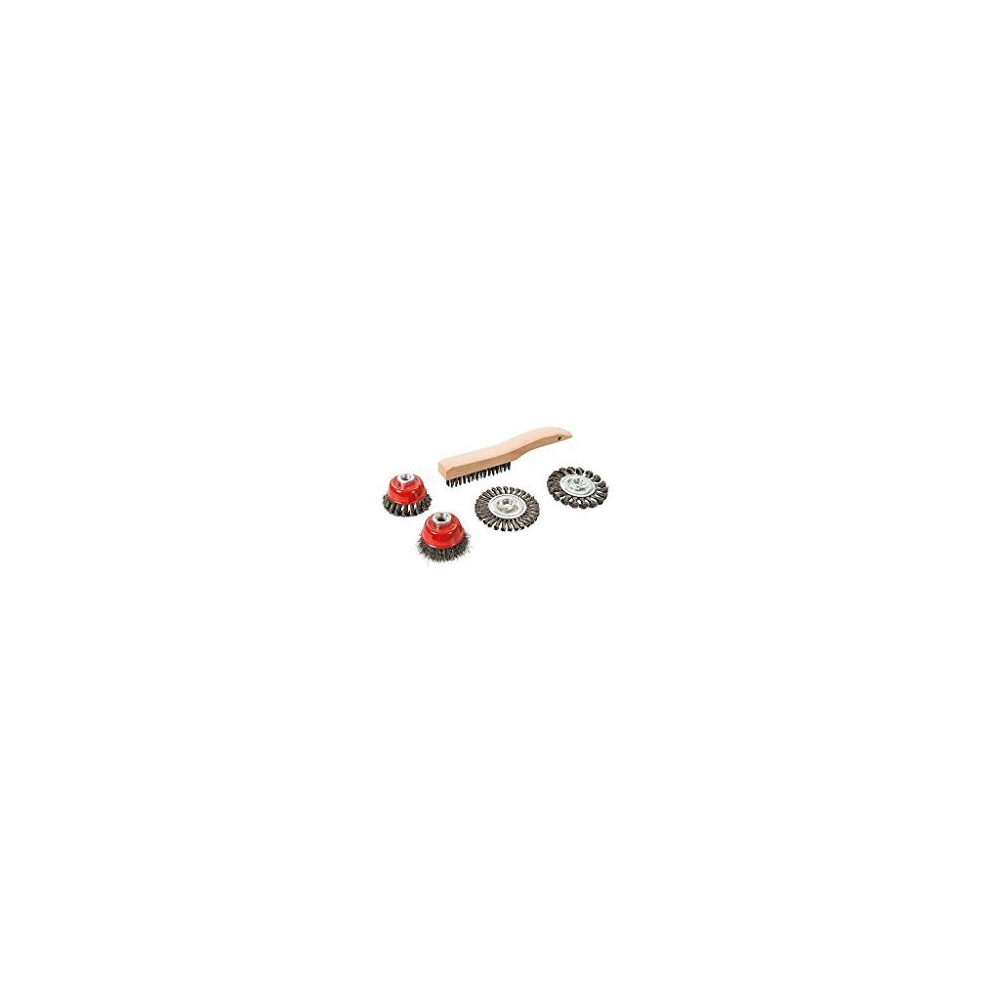 Silverline Angle Grinder Wire Brush Cup & Twist Knot Wheel x5 Set