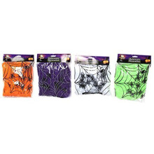 Halloween Spider Webs Assorted Colours - Single - Decoration Web 6 Plastic - halloween decoration spider web 6 plastic spiders choose colour
