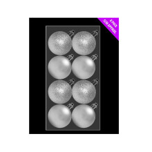 Theme Machine 8 Pack 5cm Baubles - Silver - Christmas 50mm Glitter Plain - christmas 8 pack 50mm glitter plain baubles decoration silver tree choose