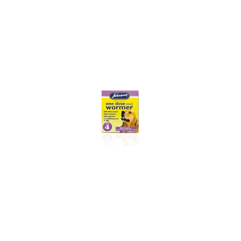 Size 4 One Dose Dogs Easy Wormer - Johnsons Tablets Dog -  johnsons wormer dose one easy tablets dog size 4 dogs