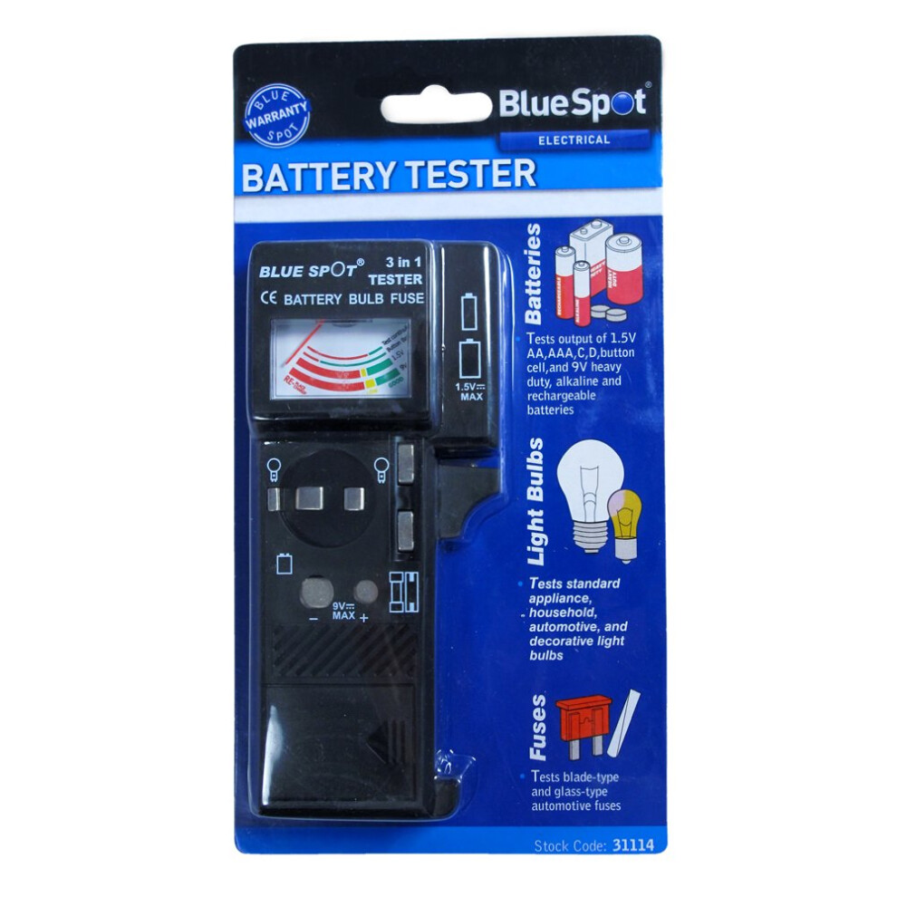 Battery Bulb And Fuse Tester - Blue Spot 31114 -  battery tester blue spot bulb fuse 31114