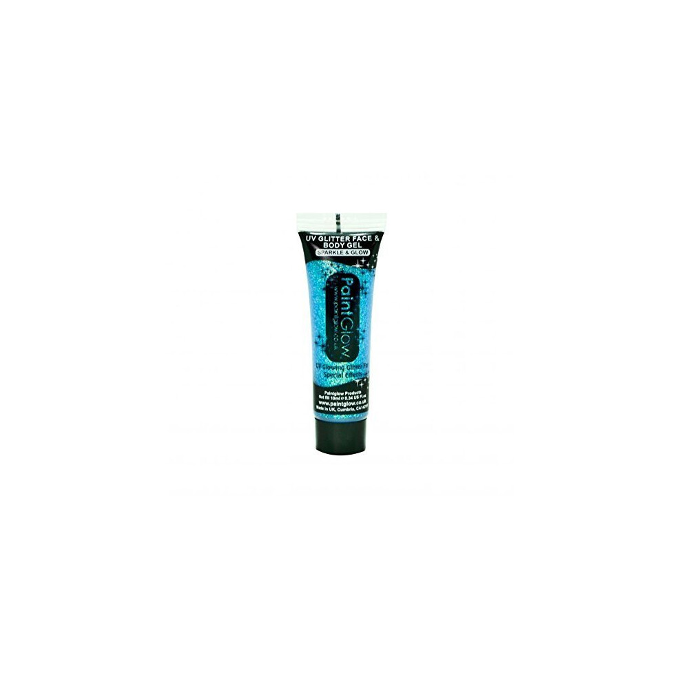 Blue Uv Glitter Body Gel, 10Ml - Gel Face Neon Glow Paintglow Festival - Uv Body Glitter Gel Face Neon Glow Paintglow Festival