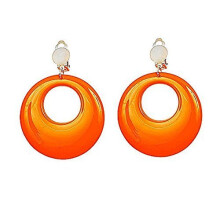 Circle Earrings - Neon Orange - orange circle earrings neon jewellery rave glow uv fancy dress accessory