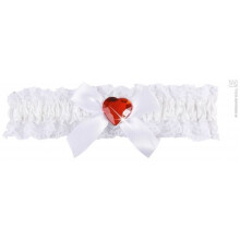 White Garter Withred Gem Accessory For Fancy Dress - white garter red gem saloon girl fancy dress accessory bridal heart band straps wedding jga