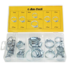 Am-tech Hose Clamp Assortment (26 Pieces) - Set Pipe Clips Amtech 26pc Assorted - hose clamp set pipe clips amtech 26pc assorted 40mm case